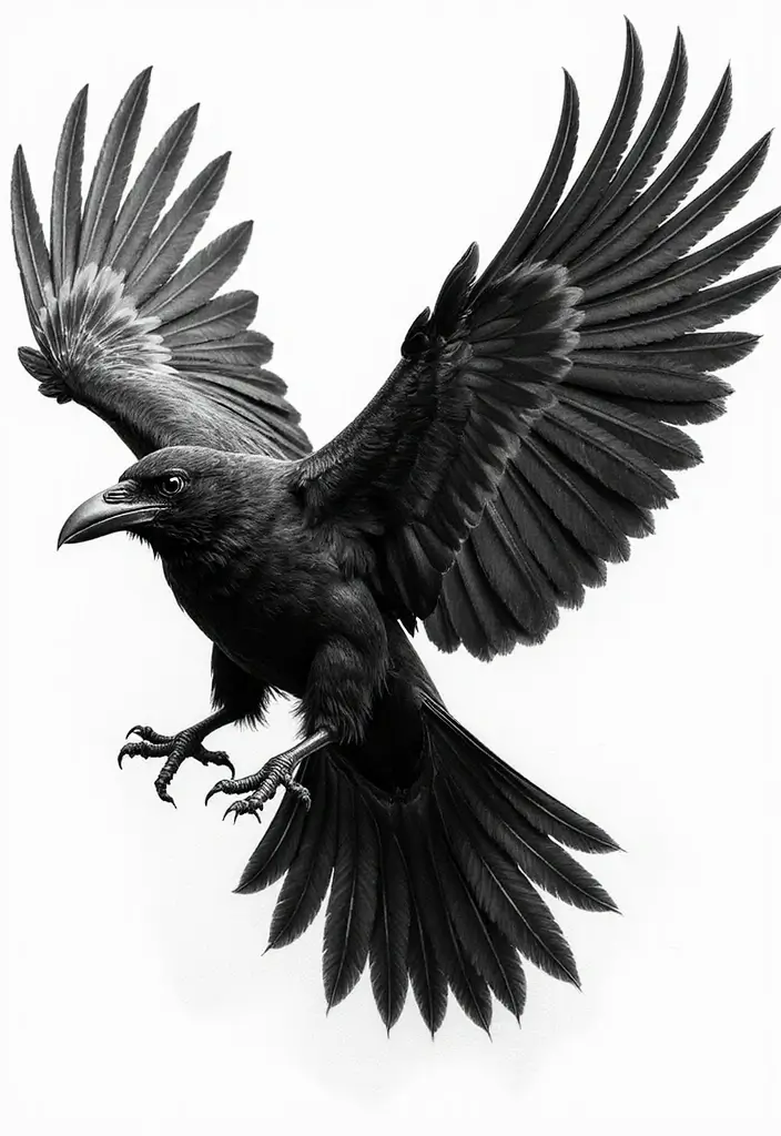 30 Raven Tattoo Shoulder Designs That Look Powerful - 23. Raven with Wings Spread