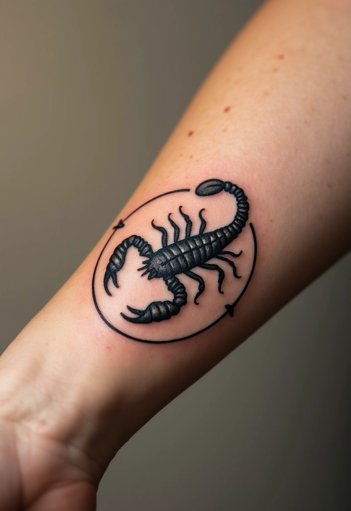 30 Scorpion Tattoo on Hand Meaning and Bold Designs - 23. Scorpion Tattoos in a Circle: The Cycles of Life