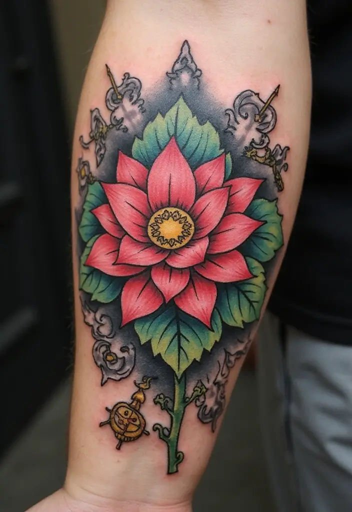 30 Strength Lotus Flower Tattoo Meaning and Designs - 23. Courage: Strength in Fear