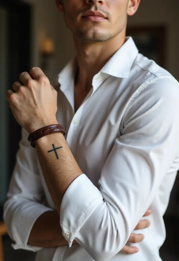 30 Subtle Men Tattoos That Look Minimal Yet Powerful - 23. Simple Cross