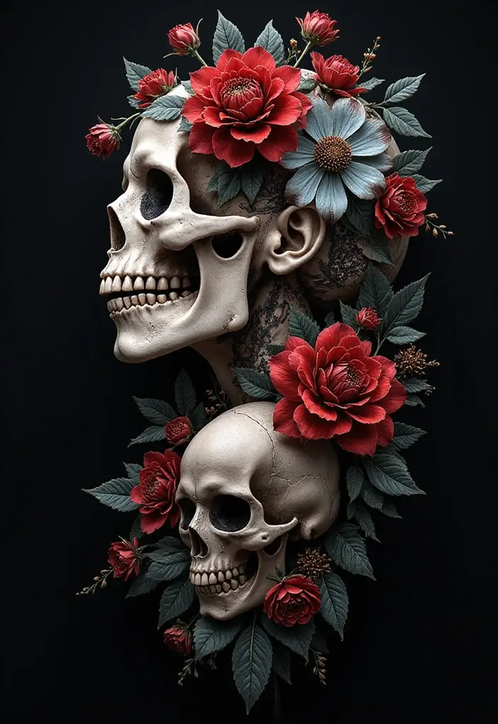 30 Bold Tattoo Head Designs That Stand Out - 23. Gothic Aesthetics