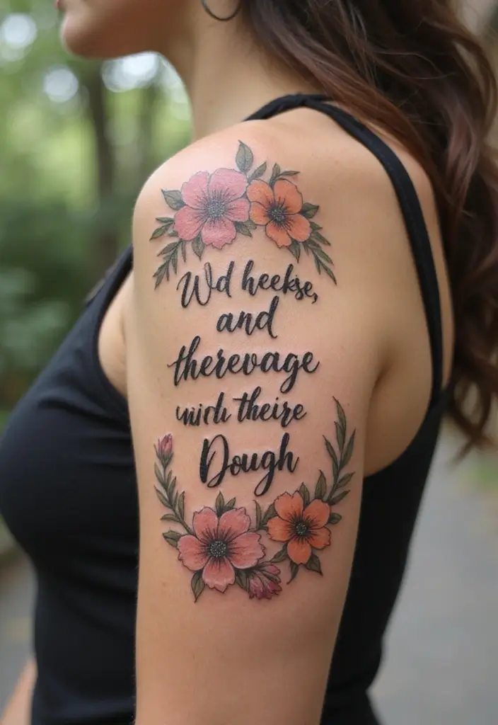 30 Upper Arm Tattoo Ideas for Bold Placement Choices - 23. Inspirational Nature Quotes