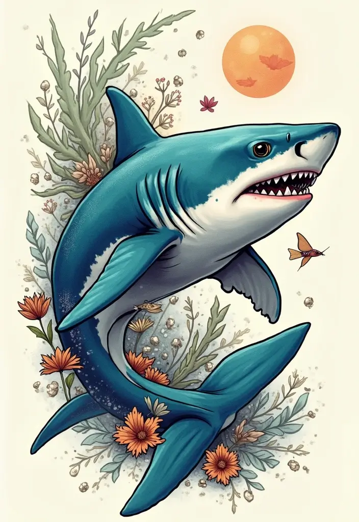 30 Tattoo Shark Meaning and Design Inspirations - 23. Connecting with the Wild