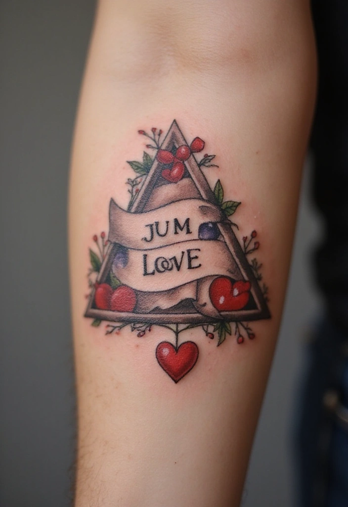 30 Triangle Tattoos for Guys That Carry Symbolic Meaning - 23. The Heartfelt Triangle