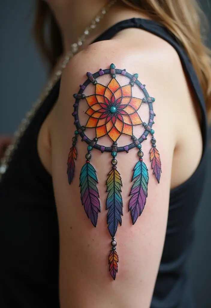 30 Unbreakable Bond Tattoo Inspirations Full of Emotion - 23. Dream Catchers with Family Elements