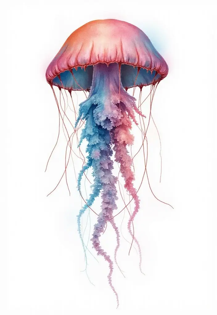 30 Beach Tattoos for Guys with Laid-Back and Cool Vibes - 24. Jellyfish Elegance