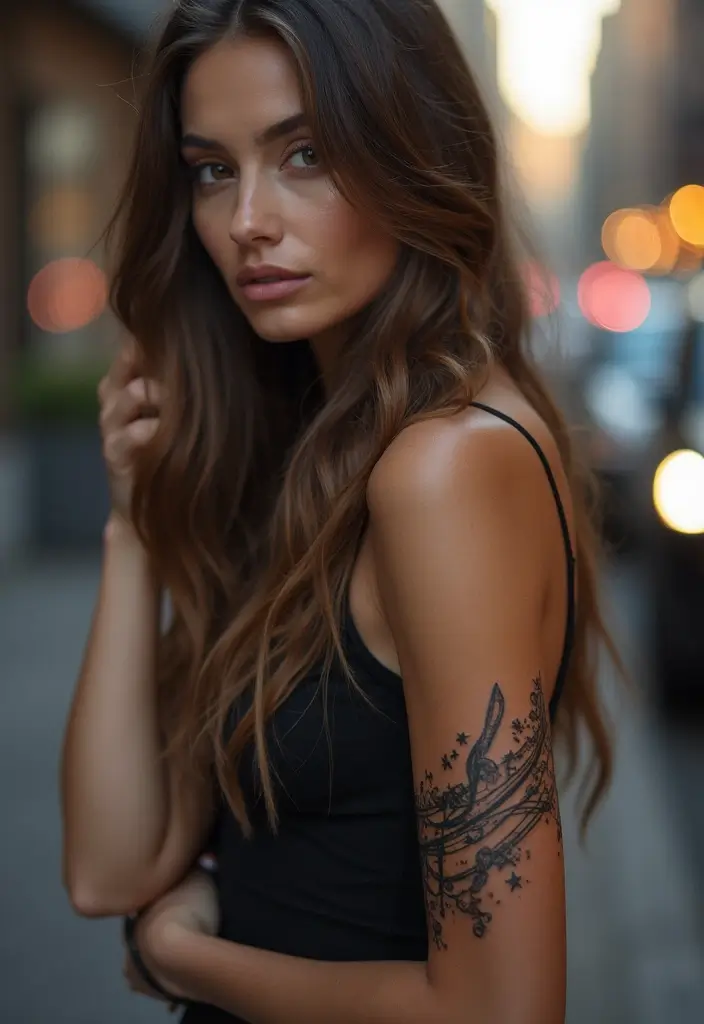 30 Black Hair Tattoos That Make a Bold Statement - 24. Hair and Music Fusion
