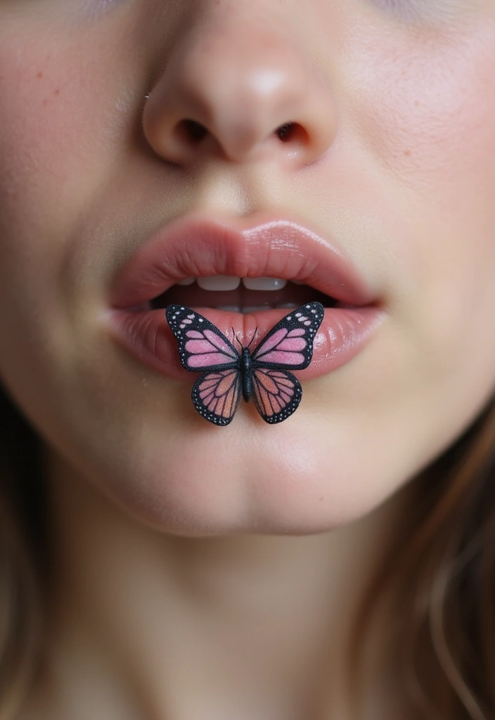 30 Butterfly Tattoo Placement Ideas That Enhance Beauty - 24. Inside the Lip: A Hidden Gem