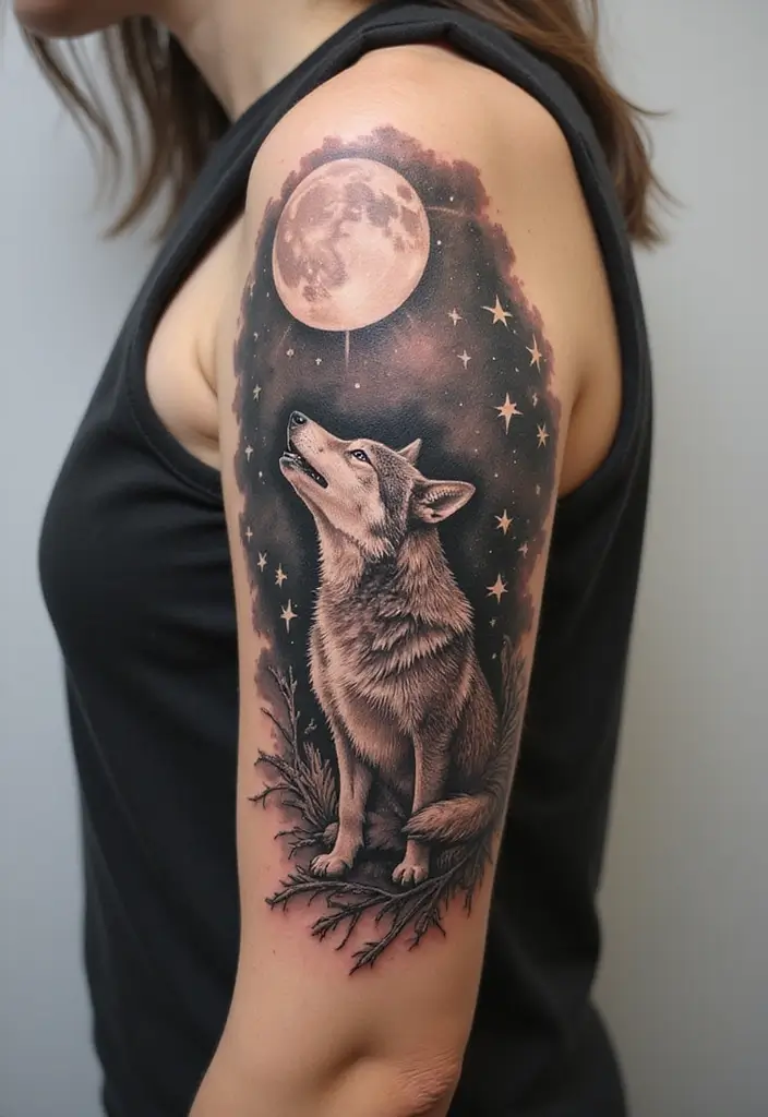 30 Celestial Star Tattoo Inspirations Full of Magic - 24. Celestial Tattoos with Animals