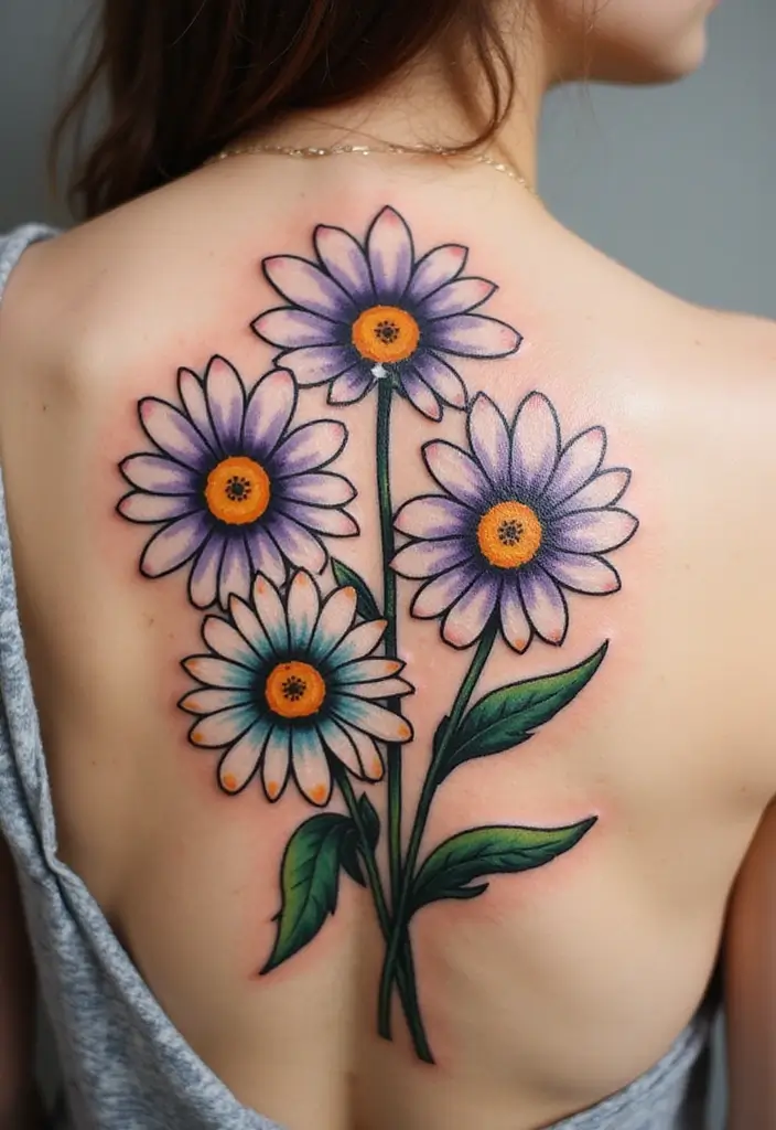 30 Colorful Daisy Tattoo Inspirations Full of Joy - 24. Daisies with a Modern Twist