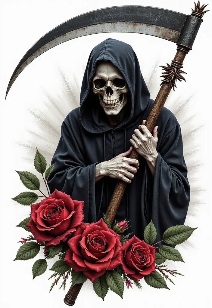 30 Dark Gothic Tattoos with Mysterious and Edgy Aesthetics - 24. The Grim Reaper