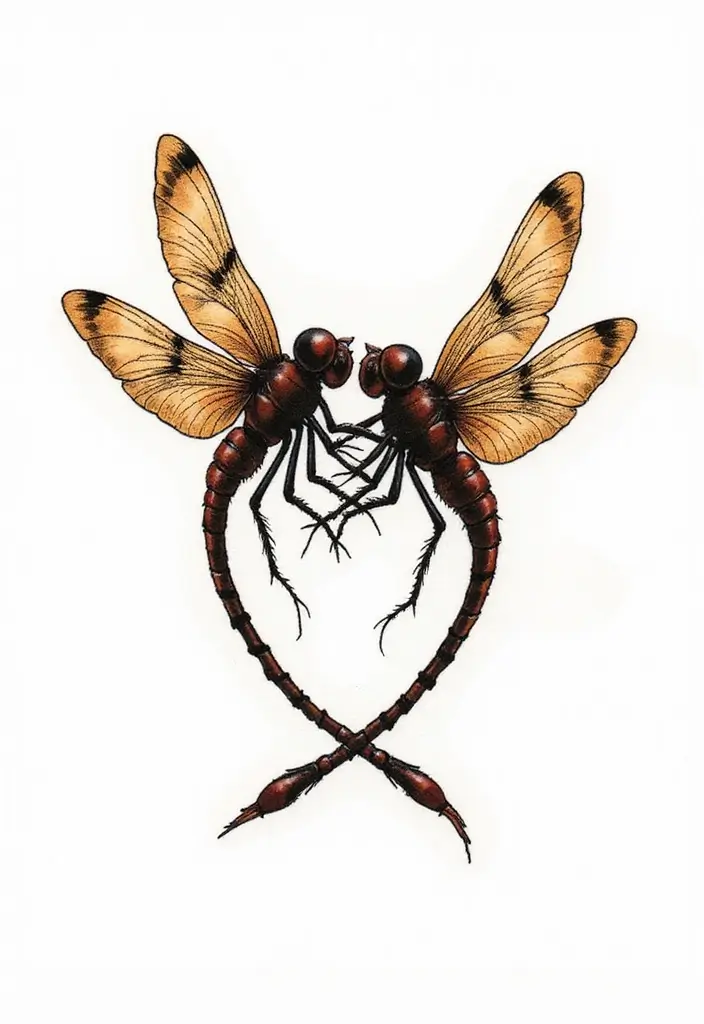 30 Dragonfly Tattoo Symbolism Ideas with Meaning - 24. Harmony in Relationships