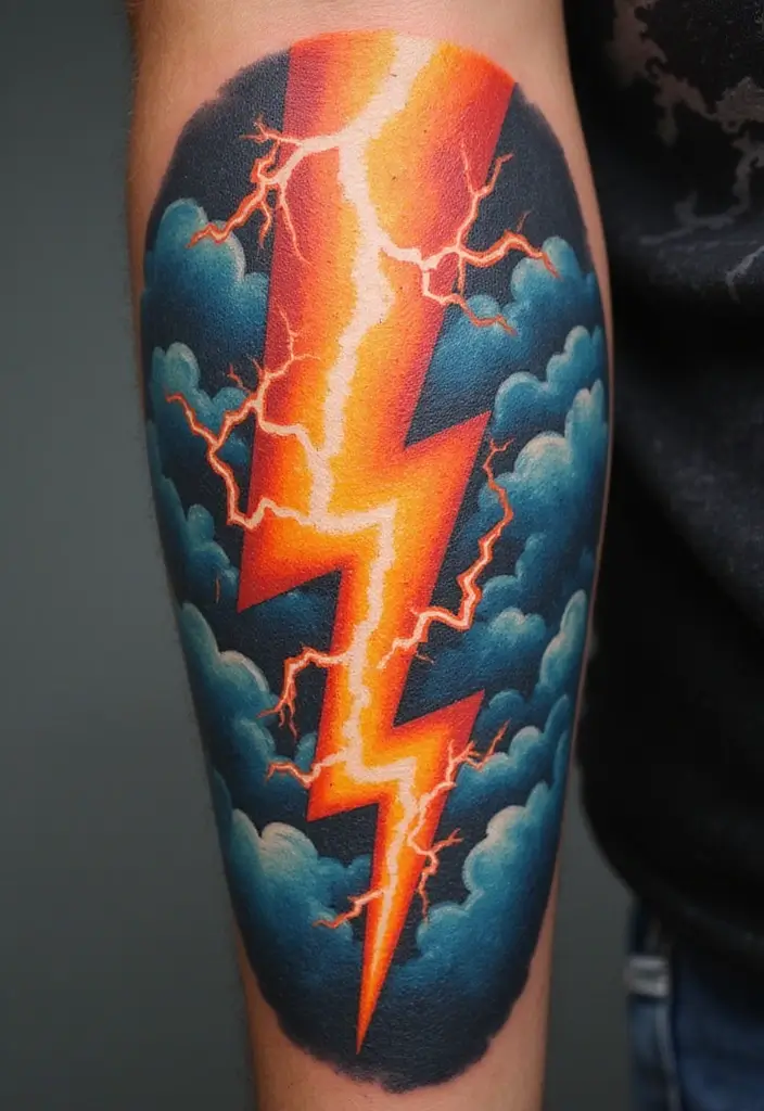 30 Dreamer Tattoo Meaning and Inspirational Designs - 24. Lightning Bolt Tattoos - Power of Dreams