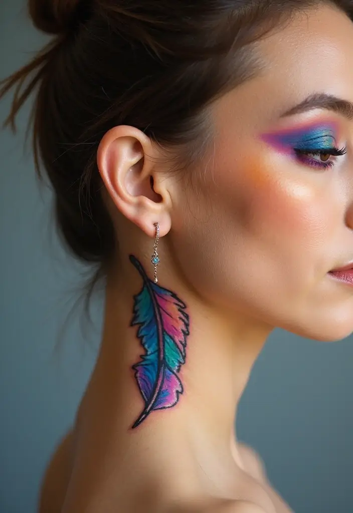 30 Feather Tattoo Behind Ear Meaning and Ideas - 24. Creativity and Artistry