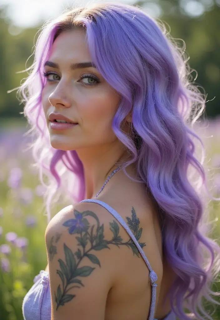 30 Creative Hair Tattoos for Ladies That Stand Out - 24. Lush Lavenders