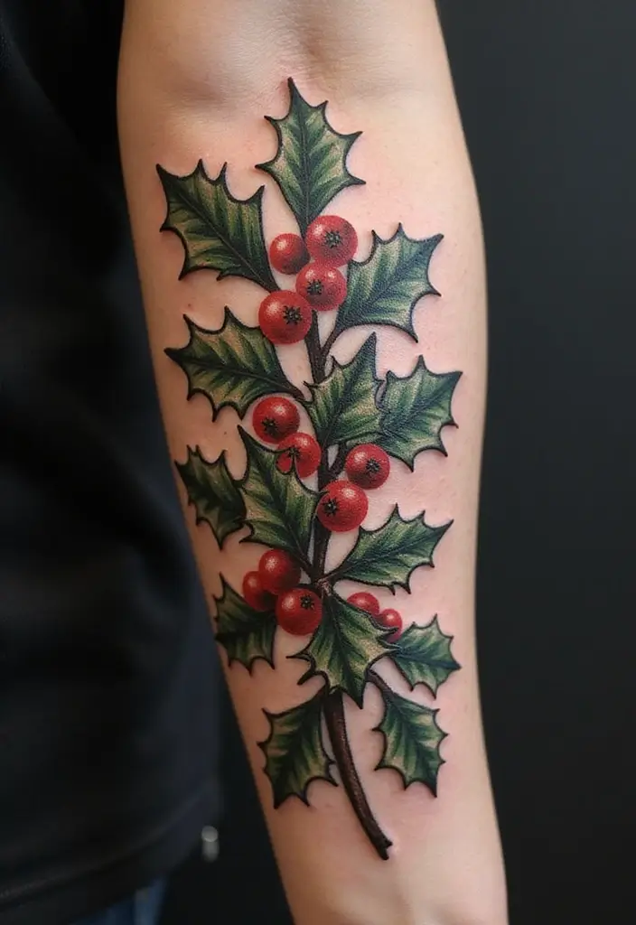 30 Holly Tattoo Meaning and Creative Design Ideas - 24. 3D Holly Tattoo