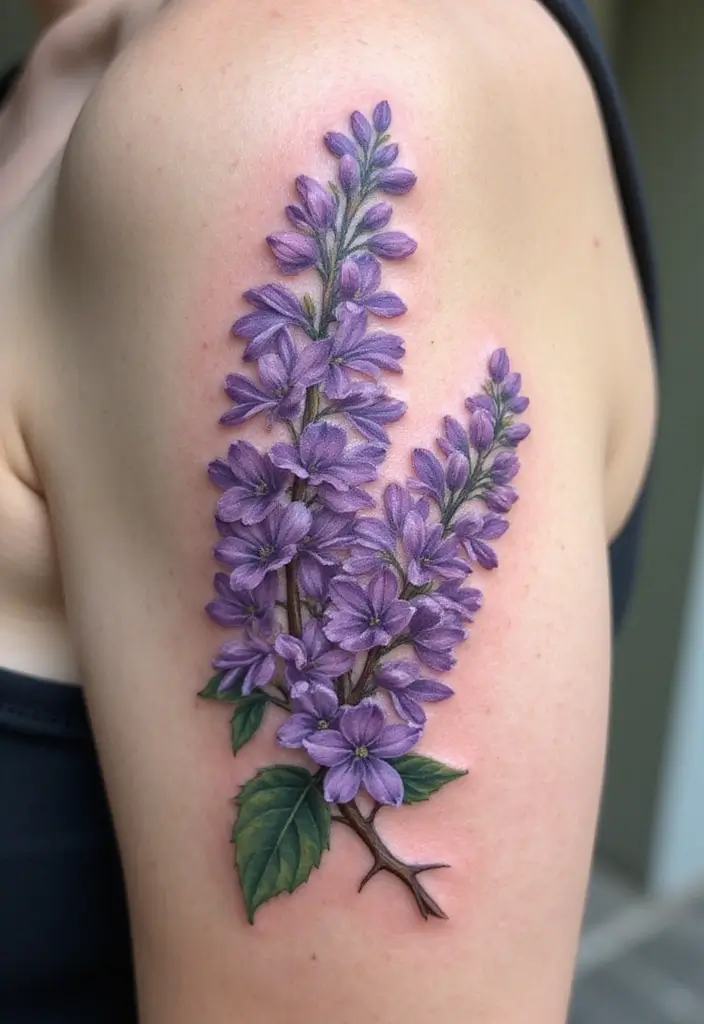 30 Lilac Flower Tattoo Designs with Gentle Symbolism - 24. Lilac and Thorn