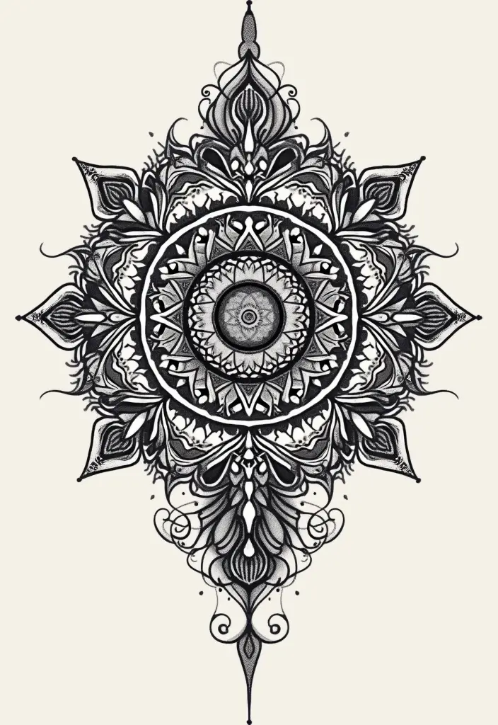 30 Mandala Tattoo Ideas with Spiritual and Geometric Beauty - 24. Mandala with Symbols