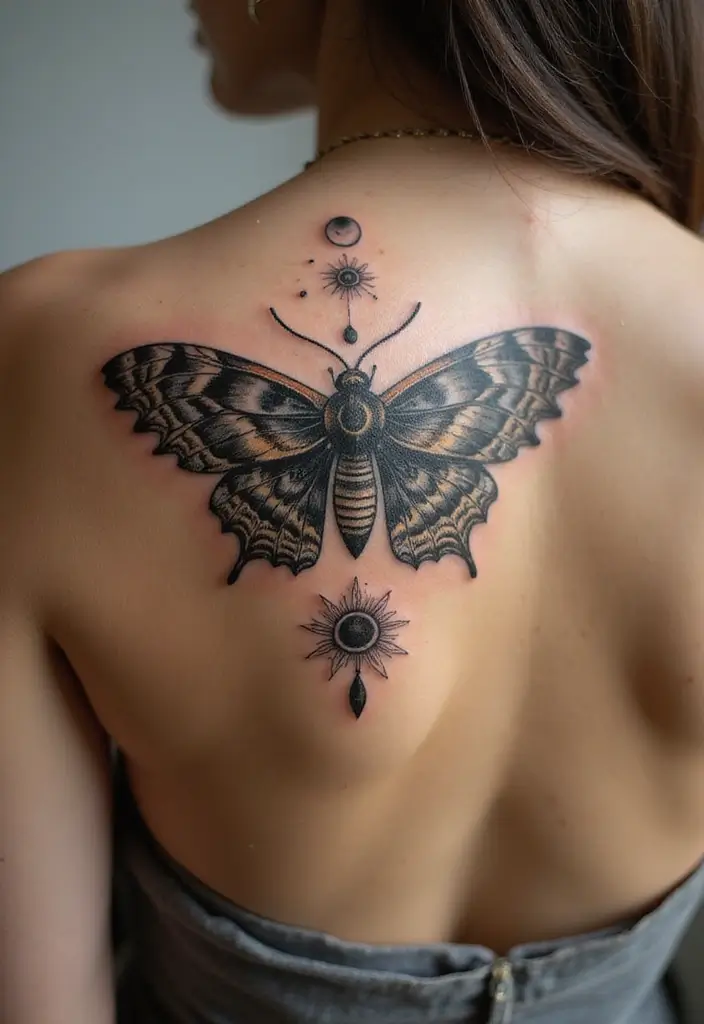 30 Moth Tattoo Designs with Symbolism and Beauty - 24. Moth and Nature's Cycle