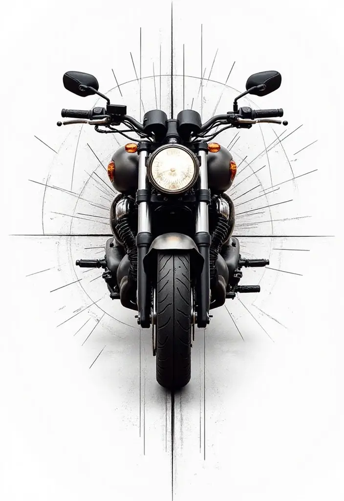 30 Motorcycle Tattoo Ideas for Riders and Enthusiasts - 24. Geometric Motorcycle Tattoos