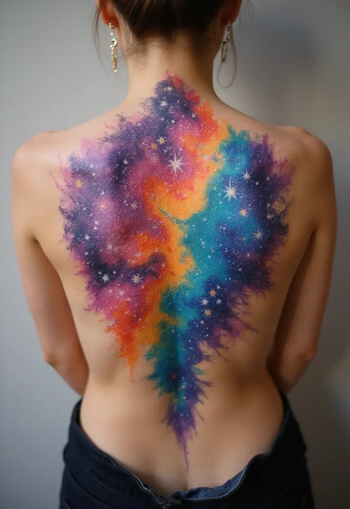30 Rainbow Tattoos That Symbolize Hope and Diversity - 24. Rainbow Galaxy Tattoo