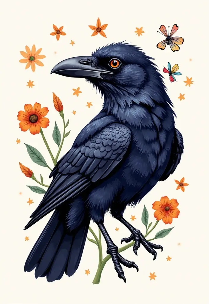 30 Raven Tattoo Shoulder Designs That Look Powerful - 24. Whimsical Raven Art
