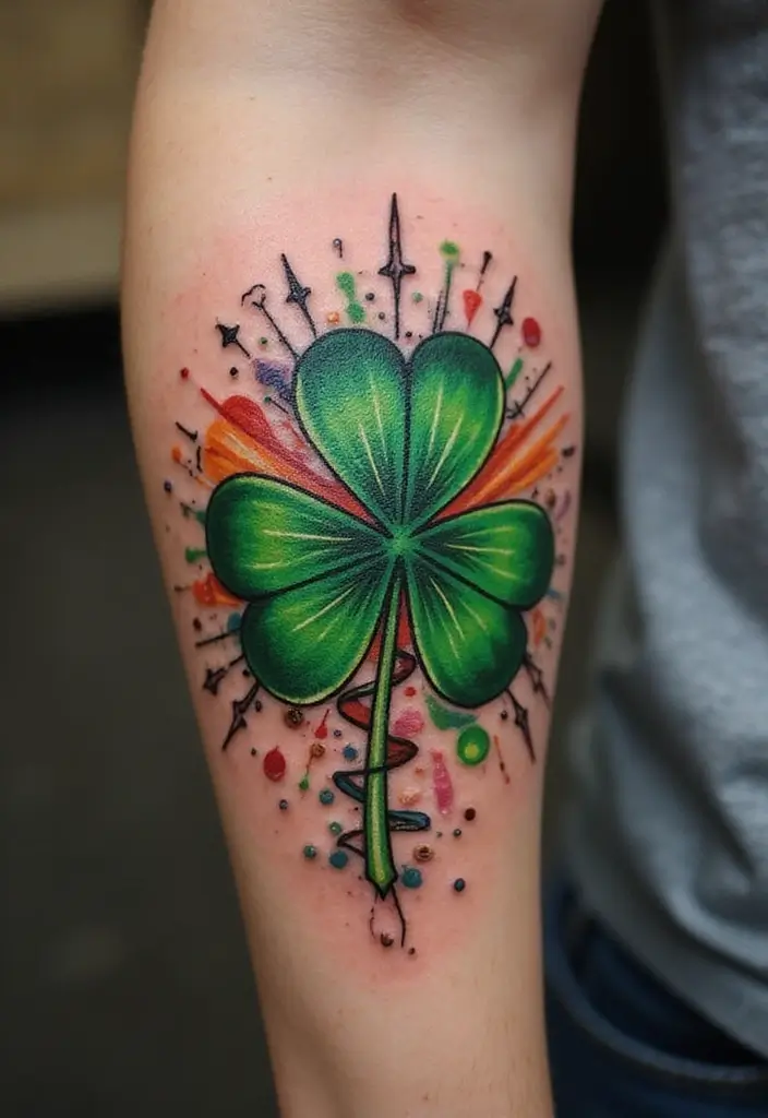 30 Realistic Four Leaf Clover Tattoo Inspirations for Luck - 24. Pop Culture Inspired