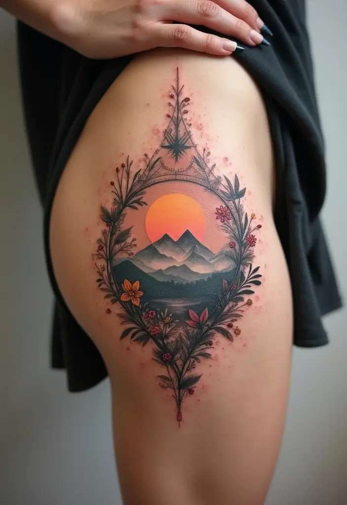 30 September Birth Flower Tattoo Ideas with Meaning - 24. Aster with Nature Elements
