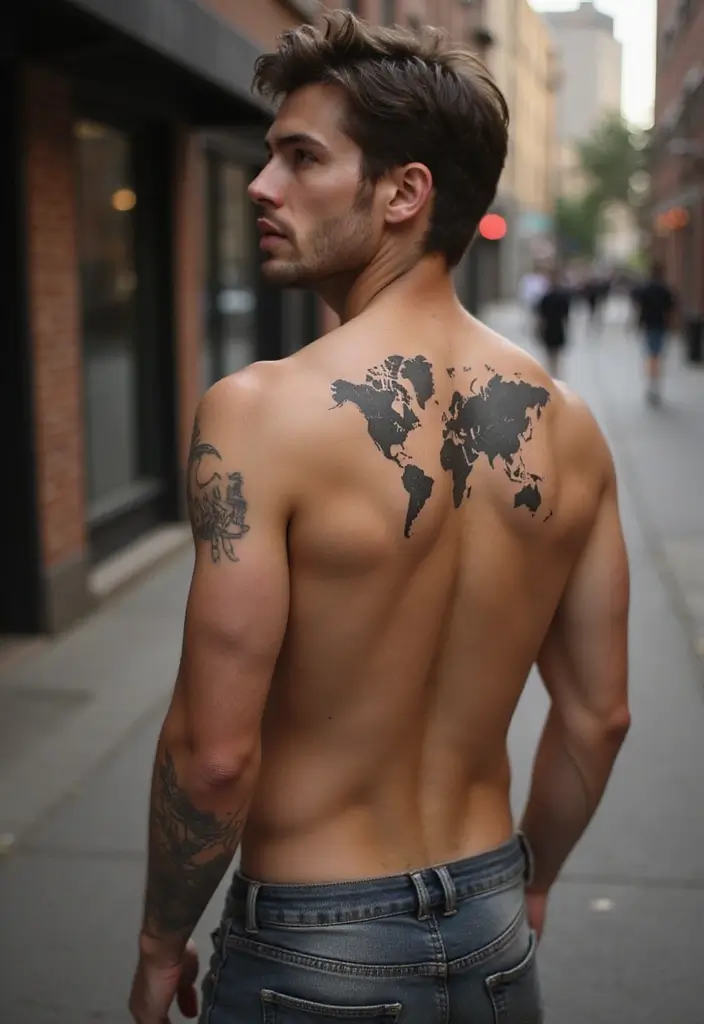 30 Subtle Men Tattoos That Look Minimal Yet Powerful - 24. Minimalist World Map