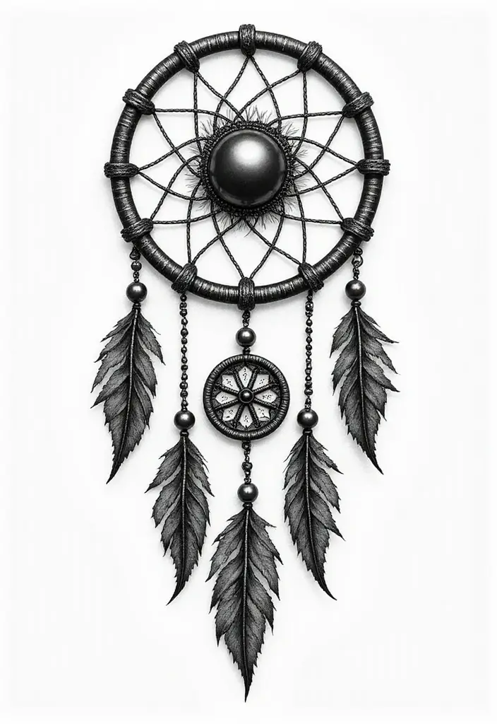 30 Tattoo Black Pearl Ideas to Inspire Your Next Ink - 24. Black Pearl and Dreamcatcher
