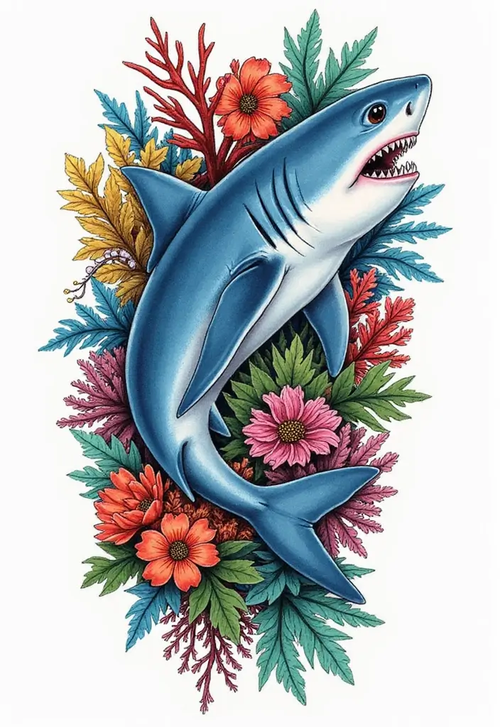 30 Tattoo Shark Meaning and Design Inspirations - 24. Nature’s Beauty and Power