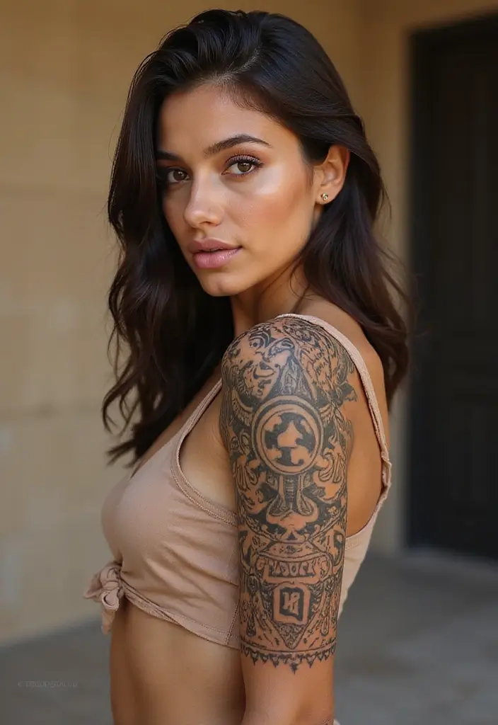30 Tribal Half Sleeve Tattoos for Bold and Timeless Designs - 24. The Allure of Cultural Fusion