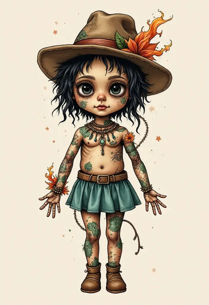 30 Voodoo Doll Tattoos with Dark and Mysterious Designs - 24. Voodoo Dolls with Elemental Themes