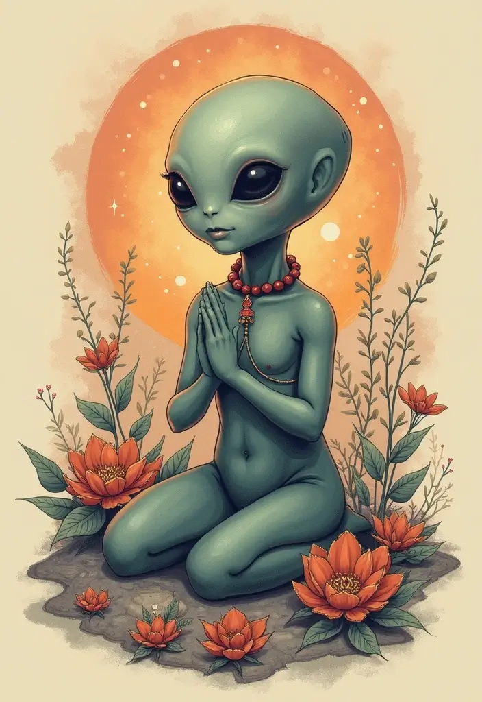 30 Alien Tattoo Meaning and Out-of-This-World Designs - 26. The Peaceful Alien