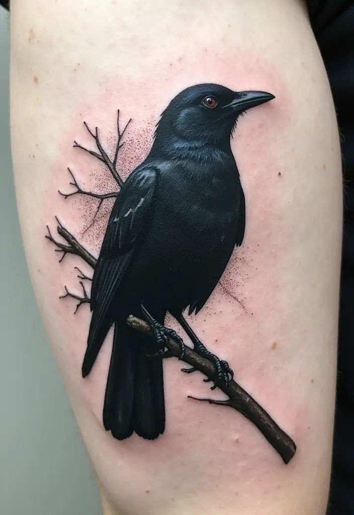30 Blackbird Tattoo Meaning and Stunning Design Inspirations - 25. Light and Shadow
