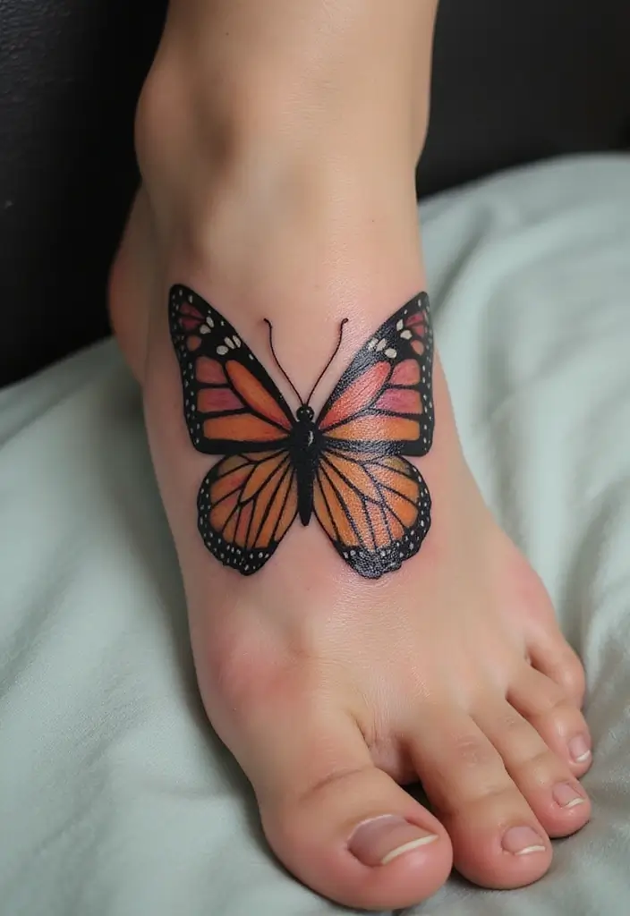 30 Butterfly Tattoo Placement Ideas That Enhance Beauty - 25. Side of the Foot: Artistic Flair