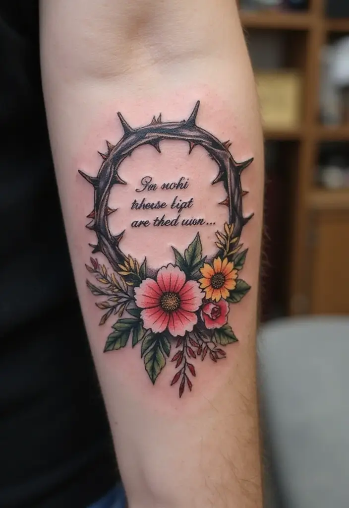 30 Crown of Thorns Bicep Tattoo Inspirations You’ll Admire - 25. Inspirational Quotes