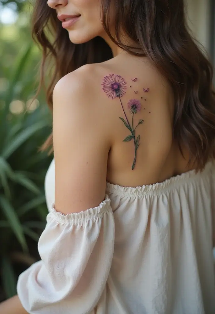 30 Dandelion Tattoo on Shoulder Ideas That Inspire Freedom - 25. Dandelion with a Heartbeat Line