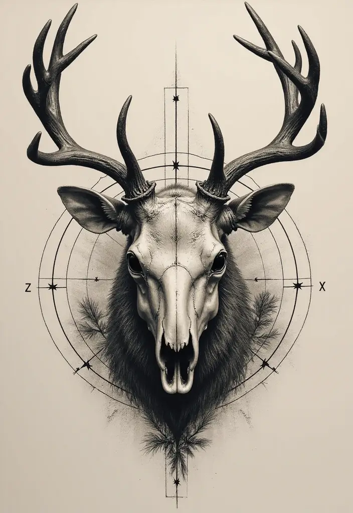 30 Deer Skull Tattoos That Capture Rustic Strength - 25. Artistic Collaboration