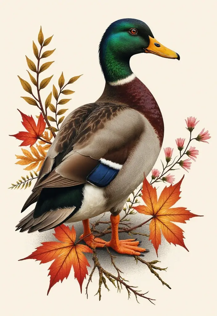 30 Duck Tattoo Meaning and Creative Designs - 25. The Harmony of Life’s Seasons