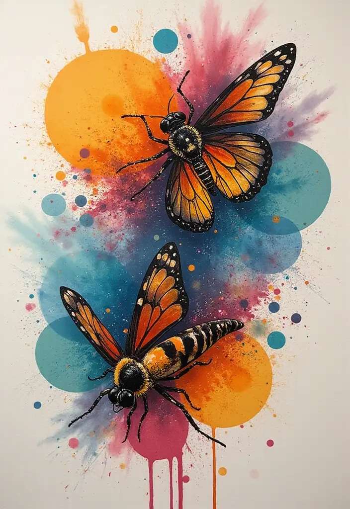 30 Firefly Tattoo Designs That Glow with Meaning - 25. Firefly with Abstract Art
