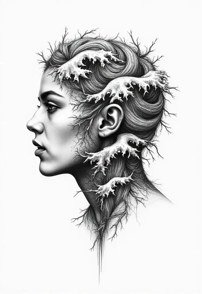30 Geometric Head Tattoo Ideas for Bold Expression - 25. Geometric Waves