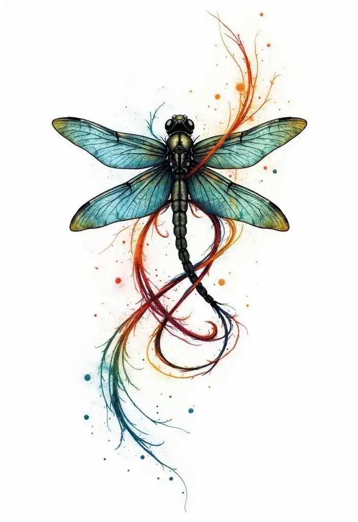 30 Infinity Dragonfly Tattoo Designs with Meaning - 25. Abstract Dragonfly Journey