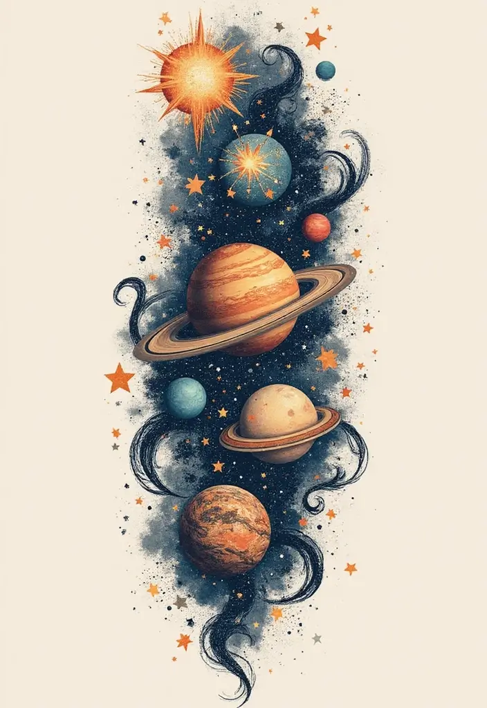 30 Japanese Sleeve Tattoo Designs for Bold Ink Lovers - 25. Celestial Bodies