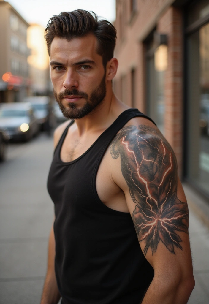 30 Lightning Tattoos for Men That Electrify Style - 25. Lightning Burst