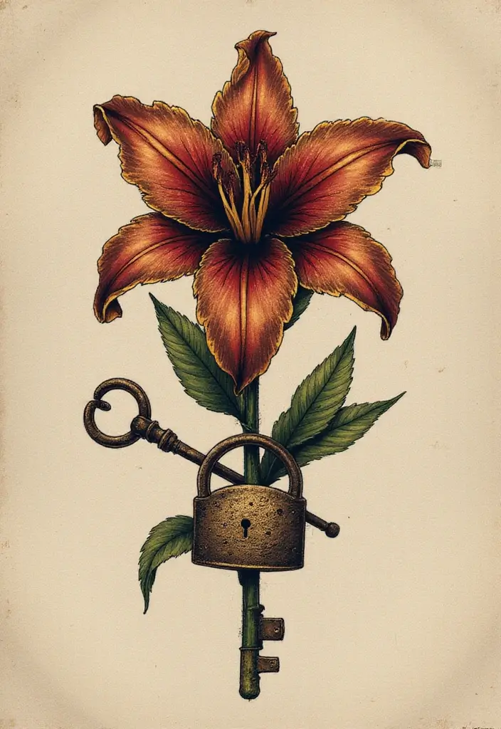 30 Lily Tattoo Symbolism Ideas for Elegant Ink - 25. Guardian of Secrets