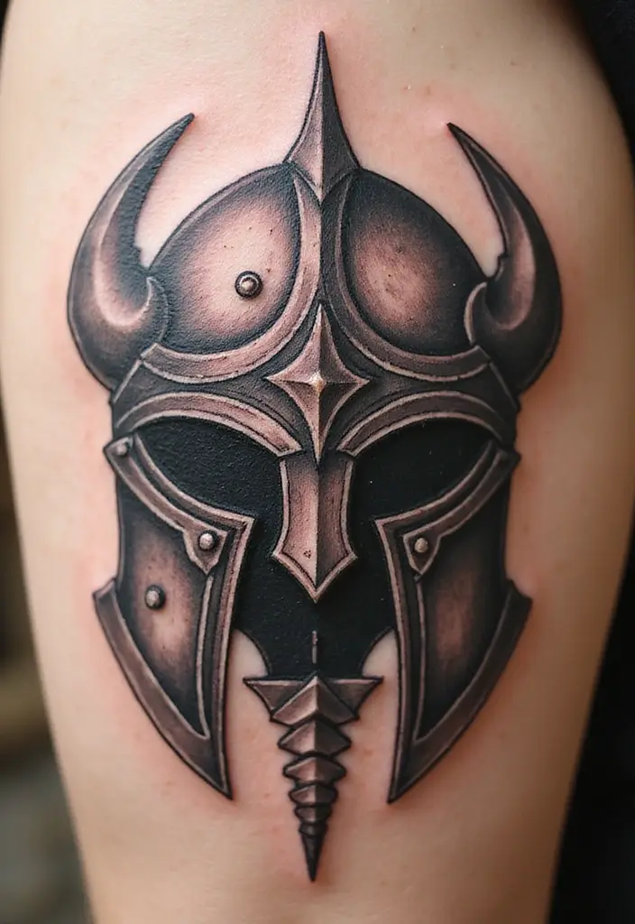 30 Masculine Tribal Tattoos Full of Power and Legacy - 25. The Tribal Helm
