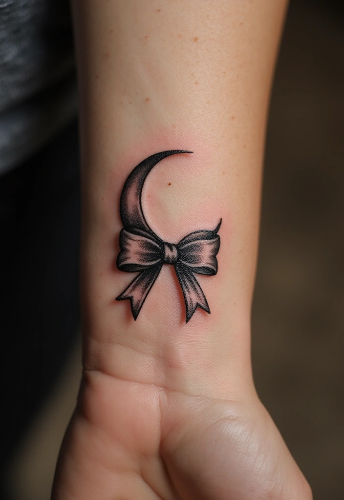 30 Moon Tattoos for Men That Radiate Power and Mystery - 25. Moon and Bow Tattoo
