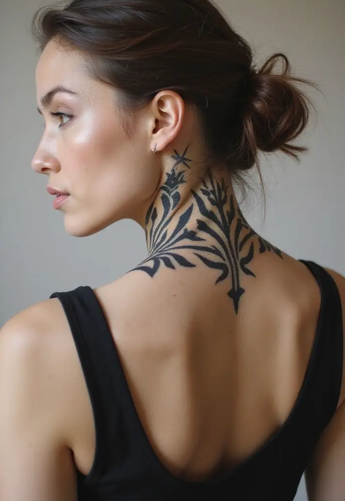 30 Neck Tattoo Fonts That Stand Out - 25. Modern Stencil