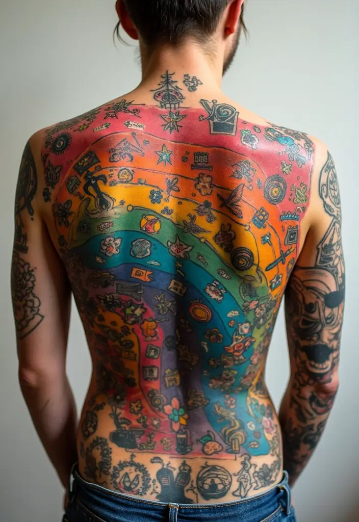 30 Rainbow Tattoos That Symbolize Hope and Diversity - 25. Rainbow Montage Tattoo